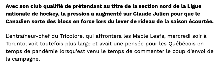 Claude Julien tente de MANIPULER la VÉRITÉ!!!
