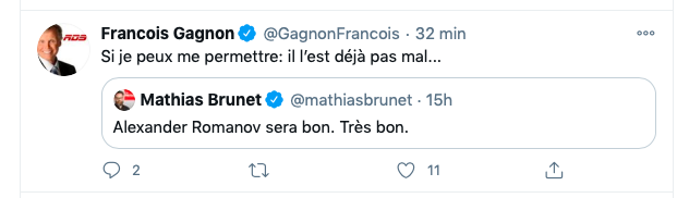 François Gagnon adore REJETER Mathias Brunet...