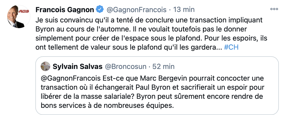 Francois Gagnon confirme, que Marc Bergevin...