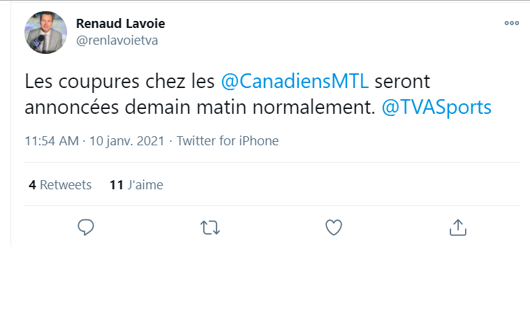 Renaud Lavoie CONTREDIT par le Canadien de Montréal...