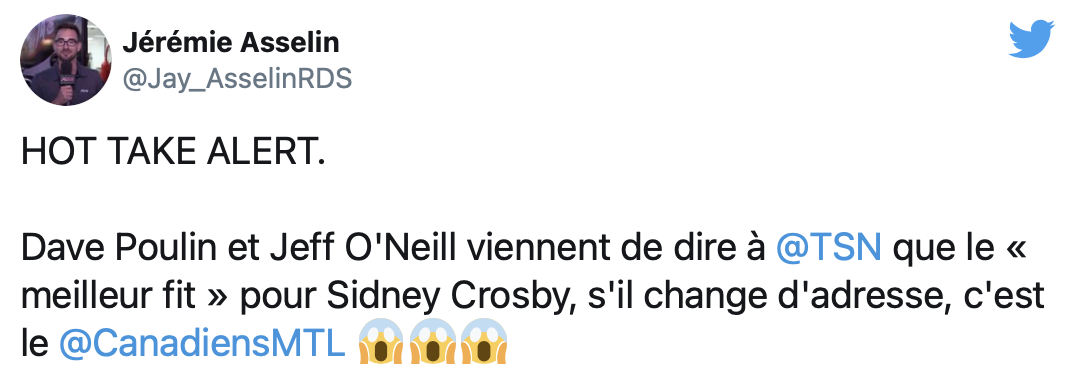 TSN envoie Sidney Crosby à Montréal !!!
