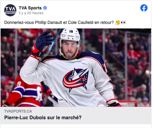 TVA Sports: Pierre-Luc Dubois pour Phil Danault et Cole Caufield...