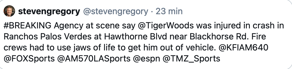 AYOYE...Tiger Wood victime d'un grave accident...