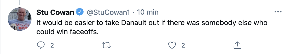 Il faut vraiment arrêter avec Danault et les mises en jeu...