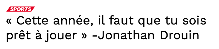 Jonathan Drouin l'ALTRUISTE...