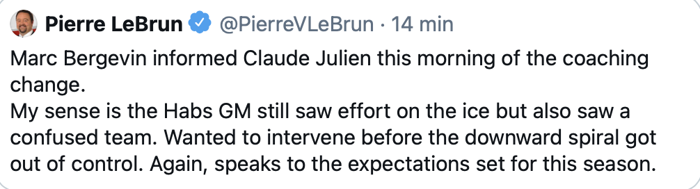 Marc Bergevin a manqué de respect envers Claude Julien !