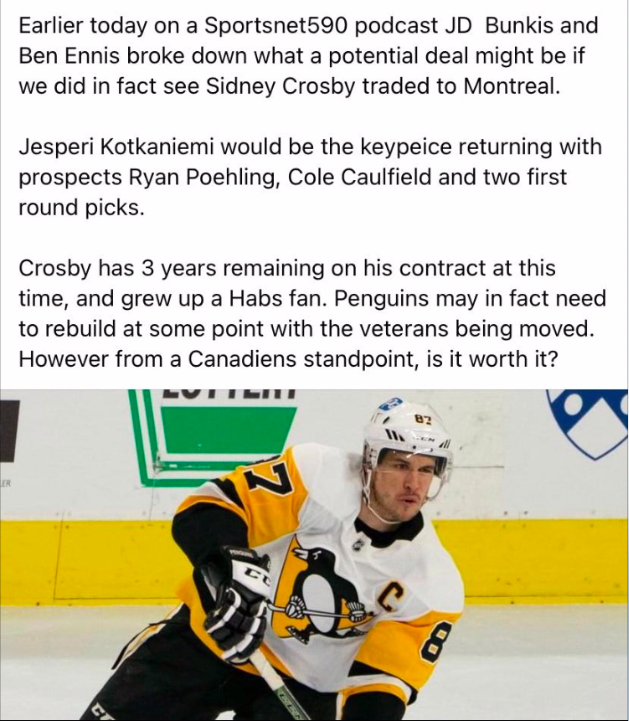 Sidney Crosby à Montréal, KK, Caufield et...à Pittsburgh...