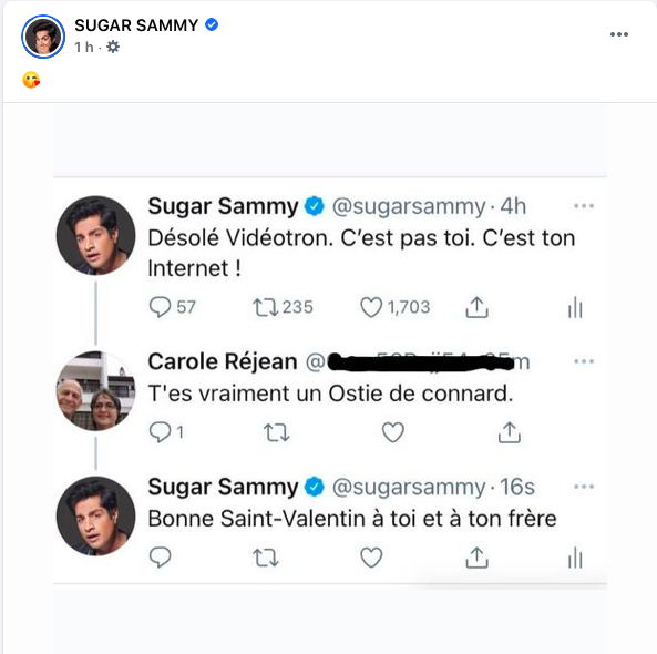 Sugar Sammy RIDICULISE Vidéotron et les COLONS!!!