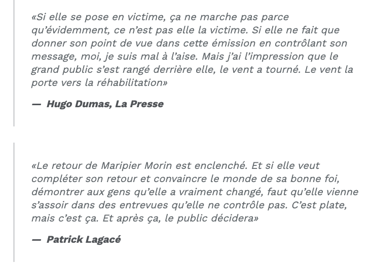 AYOYE...selon Patrick Lagacé, Maripier Morin....