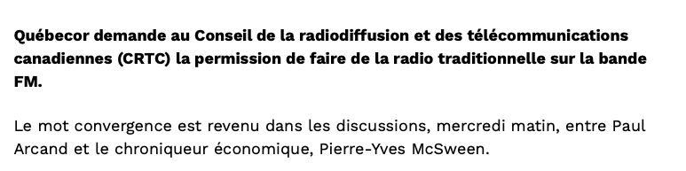 La CONVERGENCE de QUEBECOR, Jean-Charles de retour à la radio...
