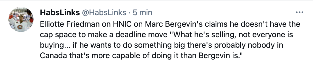Marc Bergevin...Le mot se passe à travers la ligue...