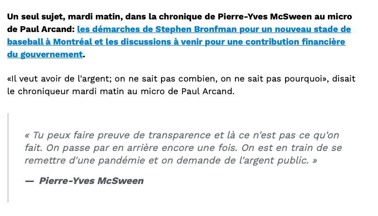 Pierre-Yves McSween RAMASSE le RETOUR des Expos!!!!
