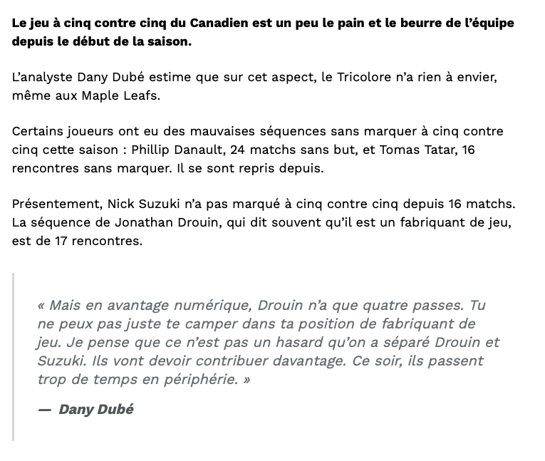 Dany Dubé: Drouin et Suzuki trop PEUREUX...