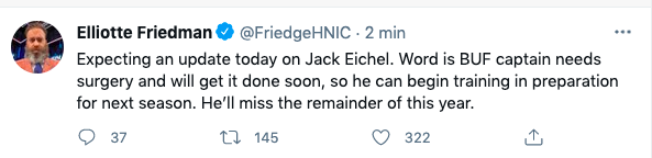 Jack Eichel à New York cet été?