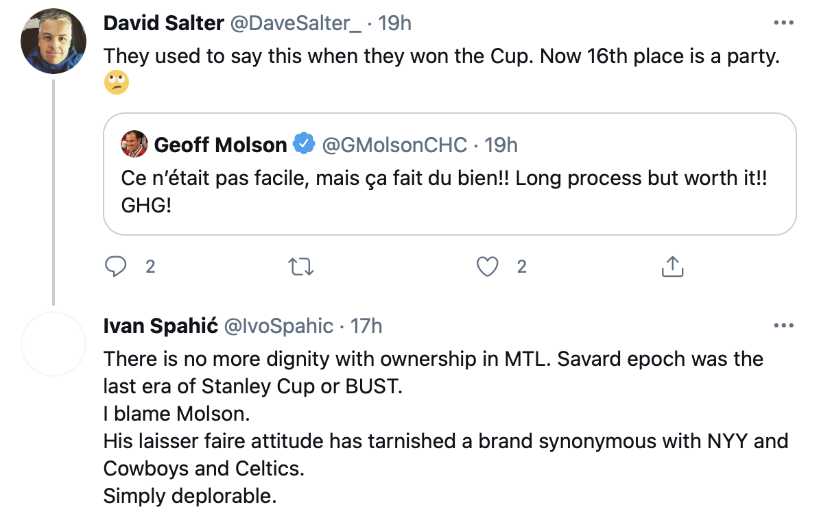 Geoff Molson doit se retirer de Twitter...