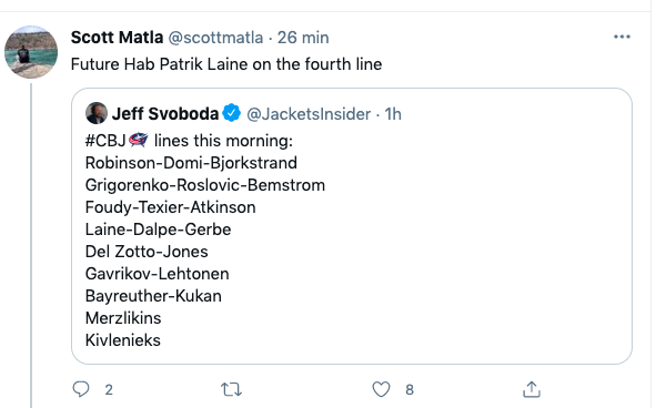 Patrik Laine toujours lié à Montréal...