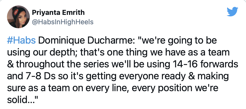 Signe que Dominique Ducharme n'a pas confiance en son équipe...