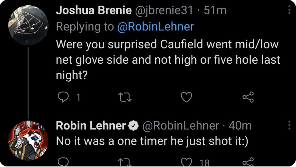 AYOYE...Robin Lehner continue de manquer de respect à Cole Caufield...