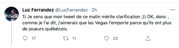 Luc Ferrandez le COMPLEXÉ qui supporte les Québécois de Vegas