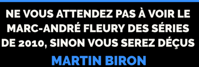 Selon Martin Biron...Marc-André Fleury...