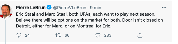 Eric Staal de retour à Montréal? Pierre LeBrun se fait attaquer sur TWITTER!!!
