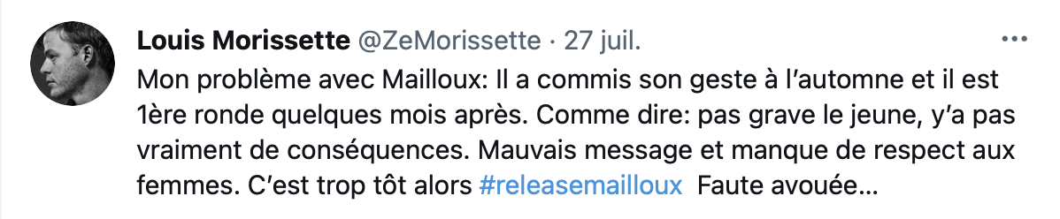 Louis Morissette demande au CH...