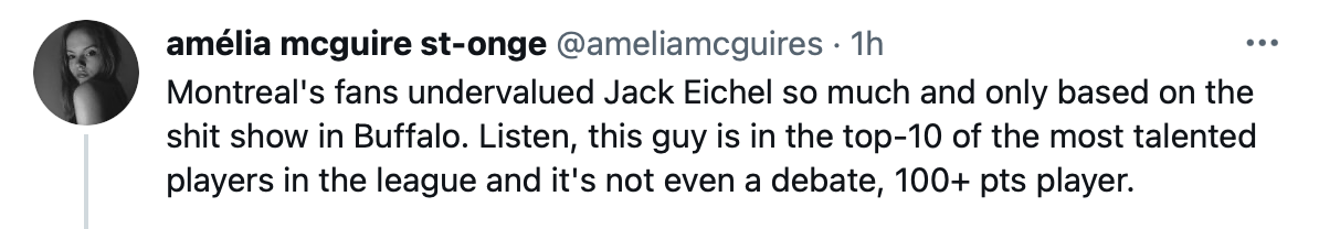 Pourquoi les FANS du CH sous-estiment Jack Eichel ?