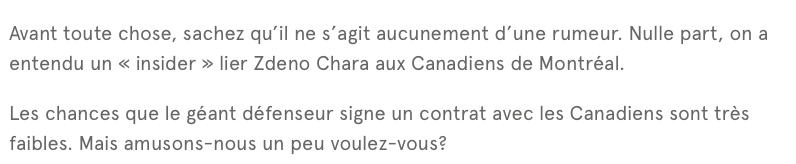RDS veut Zdeno Chara à Montréal...