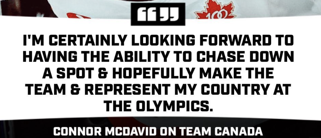 Connor McDavid espère faire partie de TEAM Canada ?