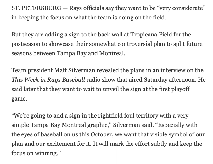 Les Rays confirment qu'ils vont partager la prochaine saison avec Montréal!!!