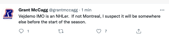 Lukas Vejdemo est un NHLer...à Montréal ou ailleurs...