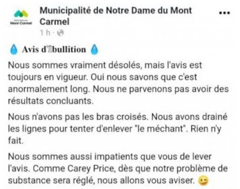 ARRRKKK...La municipalité de Mont-Carmel se moque de Carey Price...