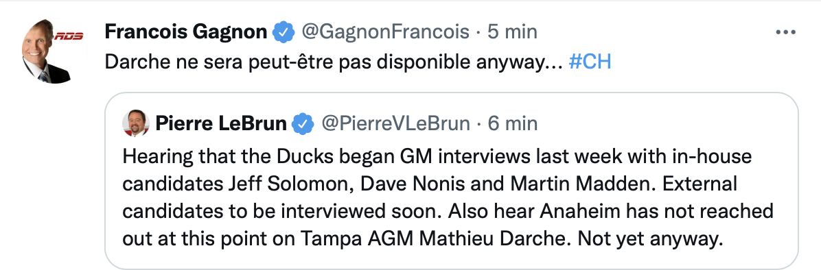 Selon François Gagnon, Mathieu Darche n'est pas OUT...