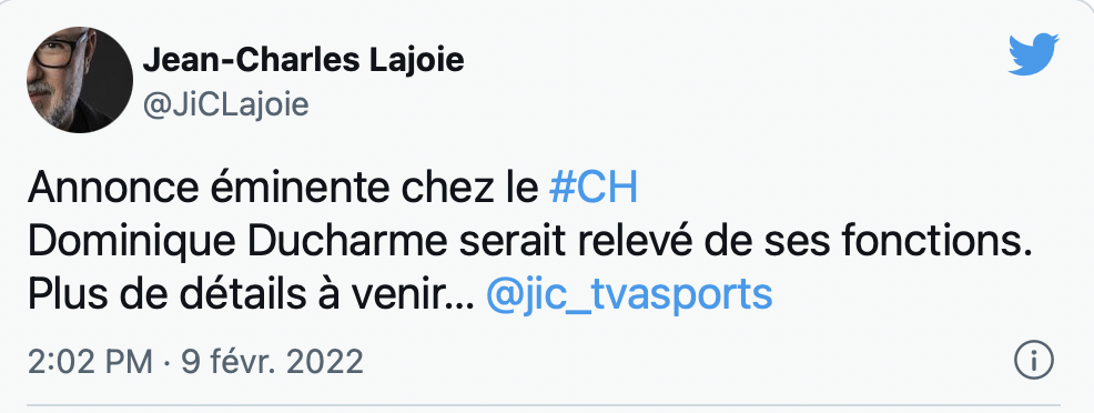Dominique Ducharme CONGÉDIÉ selon Jean-Charles Lajoie!!!!