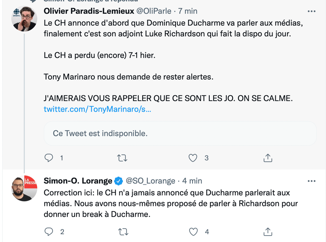 HAHA! Les journalistes francophones qui donnent un BREAK à Dominique Ducharme!!!
