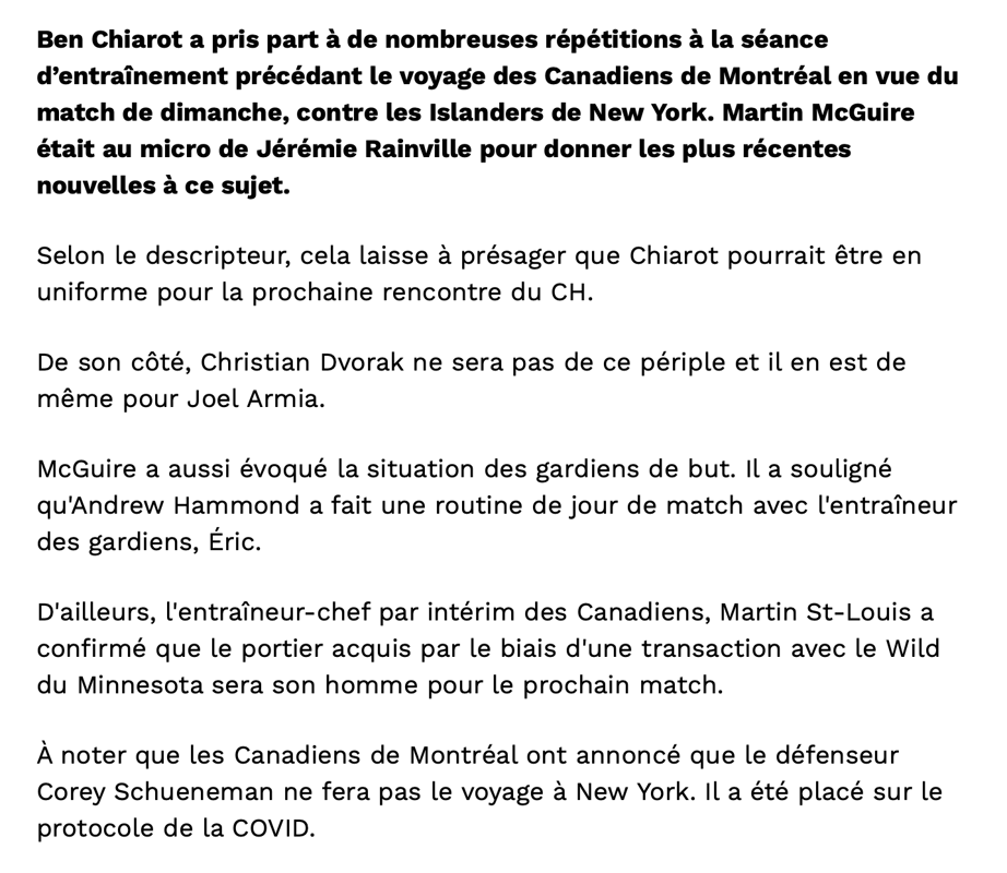 Le dernier match de Ben Chiarot à Montréal?