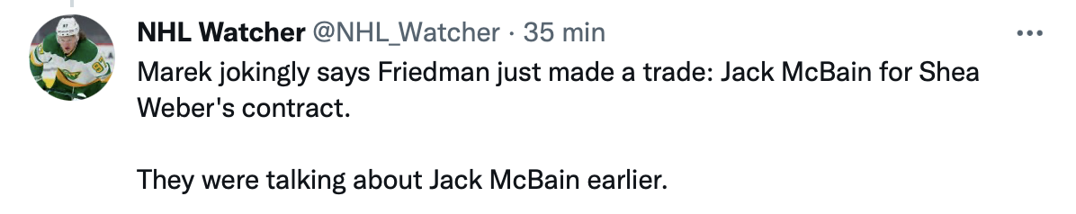 Jack McBain tout proche de Montréal ?