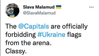 SCANDALE à Washington...Les Capitals interdient les drapeaux UKRAINIENS...