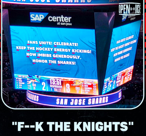 AYOYE!!! Les Sharks insultent les Golden Knights sur l'écran géant!!!