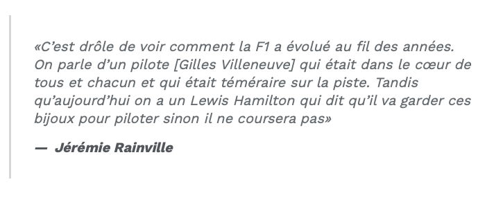 Le Québec aimera à jamais Gilles Villeneuve...alors que Jacques...
