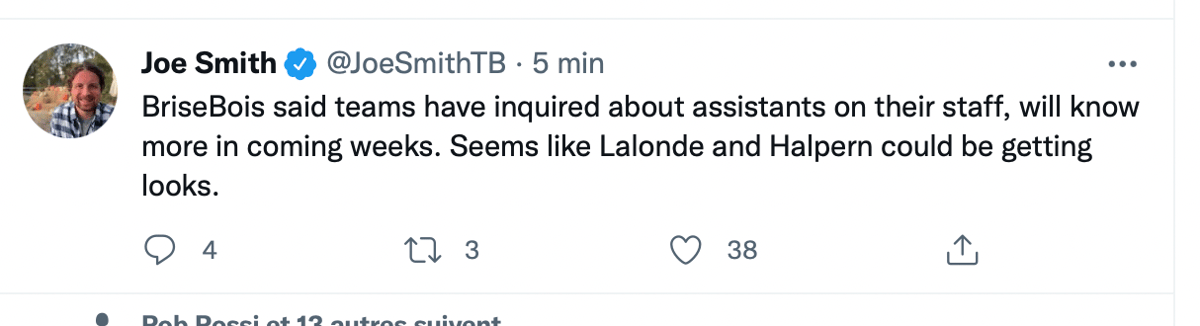 Julien Brisebois affirme que plusieurs équipes l'ont appelé...Montréal?