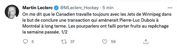 Pierre-Luc Dubois à deux doigts d'être ÉCHANGÉ à Montréal! Selon Martin Leclerc...