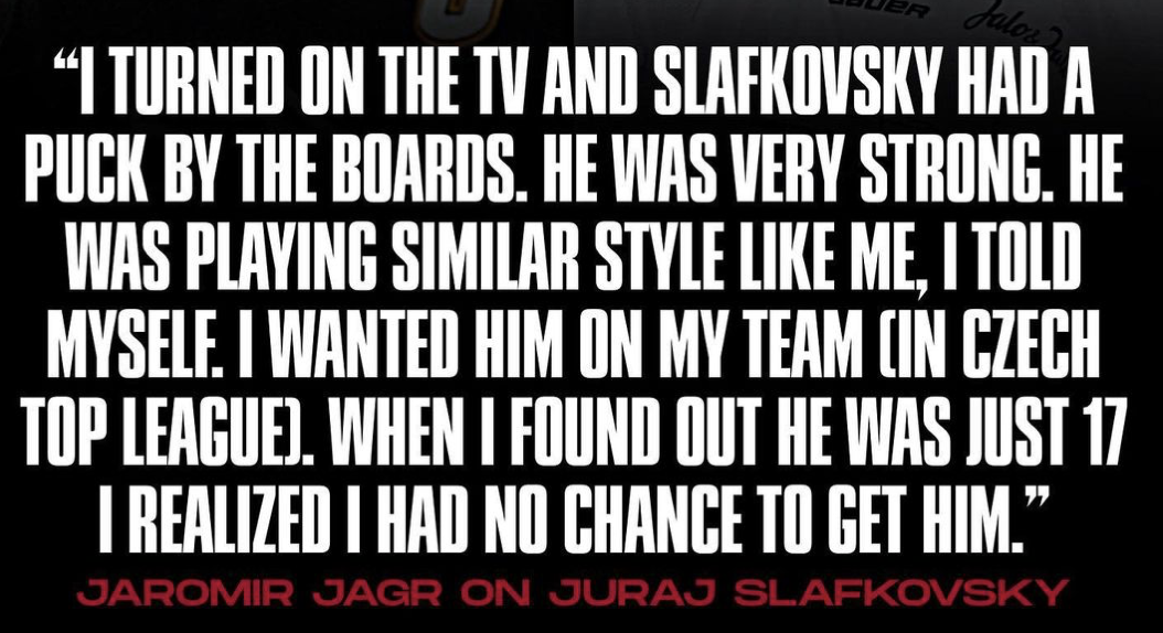 Même Jaromir Jagr...compare Juraj Slafkovsky...