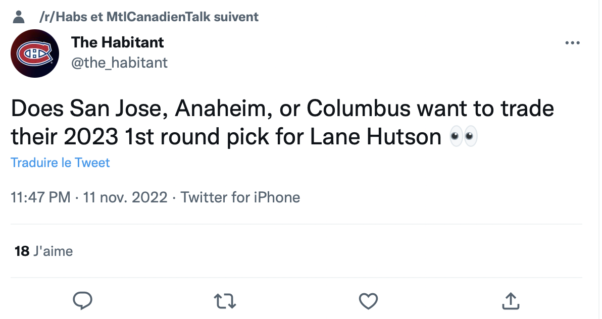 Lane Hutson pour un choix de première ronde TOP 5 en 2023?
