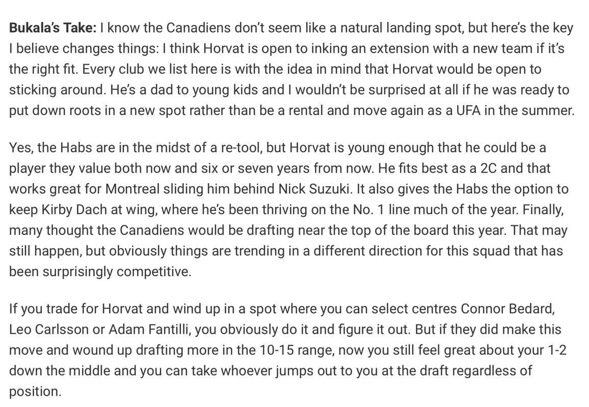 Sportsnet envoie Bo Horvat à Montréal!!!! Pour...