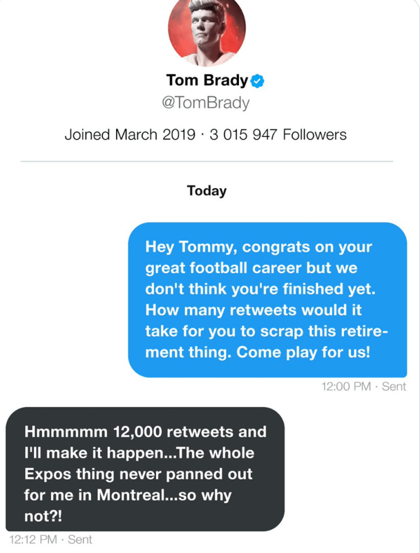 Tom Brady tout proche de signer à Montréal!!!!!! AYOYE!!!