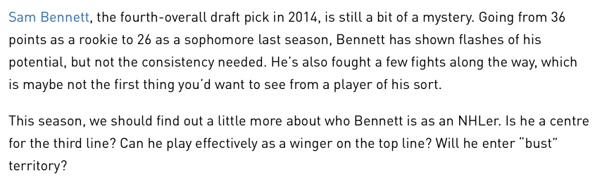 À Calgary, on commence à se demander si Sam Bennett...