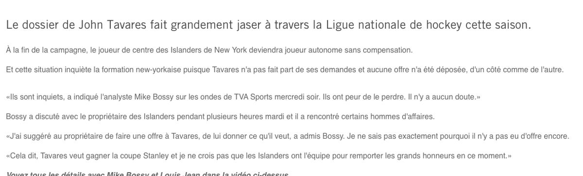À écouter Mike Bossy,,,,