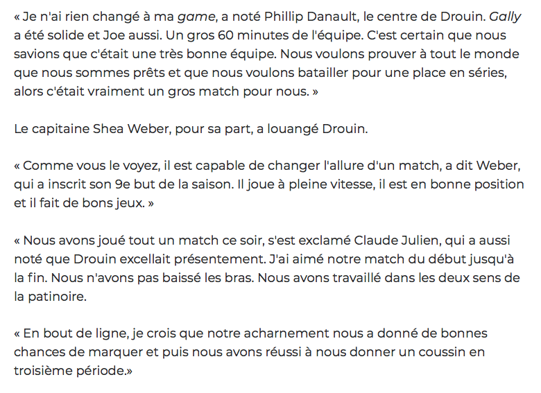 À entendre Jonathan Drouin....