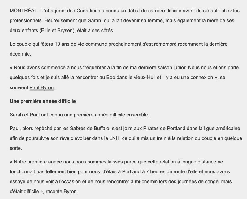 À force de faire des articles sur la belle histoire de Paul Byron...